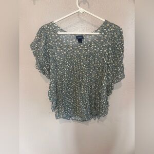 Daytrip Dusty Blue Floral Peasant Blouse